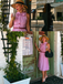 Pink 1950s Pinstripes Tie Collar Dress