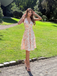 Orange 1950s Floral V-Neck Dress