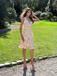Orange 1950s Floral V-Neck Dress
