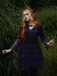 Purple 1960s Bats Mesh Bell Sleeves Dress
