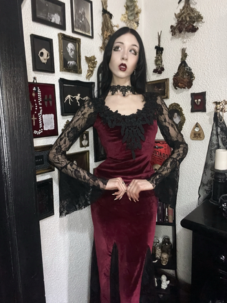 1930s Lace Long Sleeve Fishtail Dress