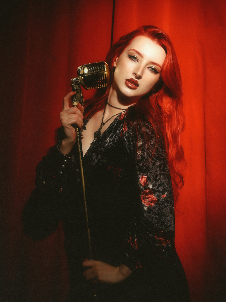Black 1930s Rose Velvet Fishtail Dress