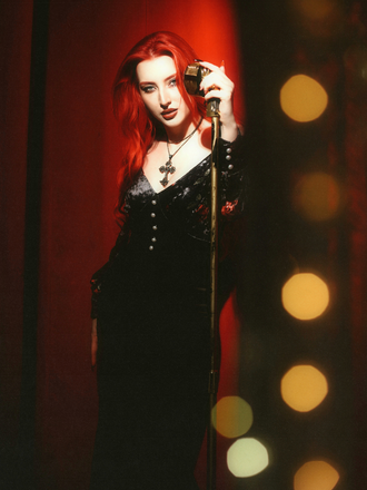 Black 1930s Rose Velvet Fishtail Dress