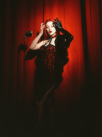 Red 1970s Skull Gothic Halter Pencil Dress