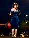 1960s Off Shoulder Velvet Bodycon Dress