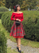 Red 1950s Christmas Off Shoulder Tartan Dress