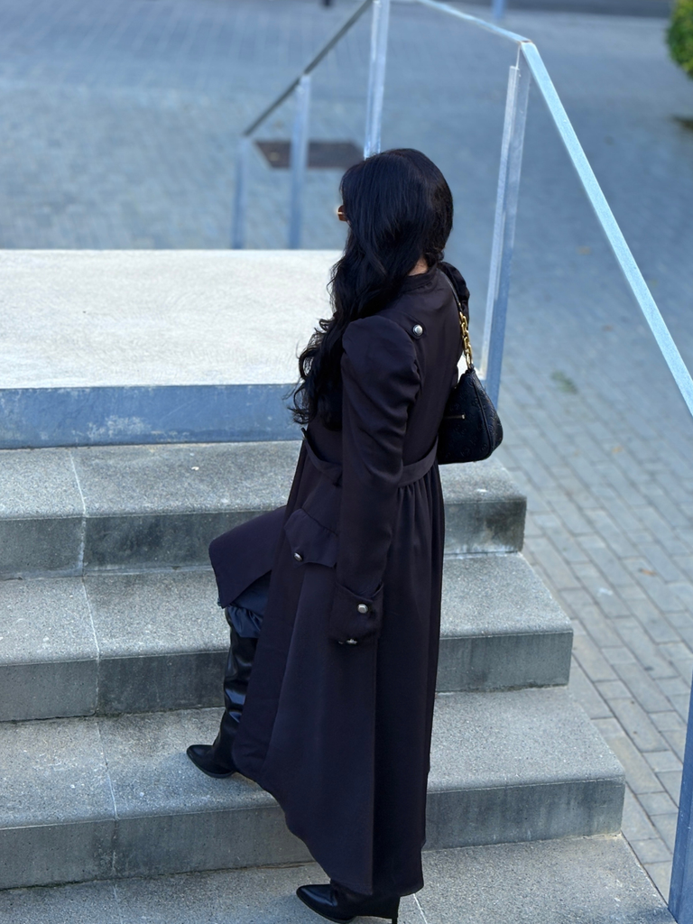 1950s Solid Stand Collar Button Coat