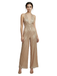1970s Halter Deep V-Neck Sequin Fringe Jumpsuit
