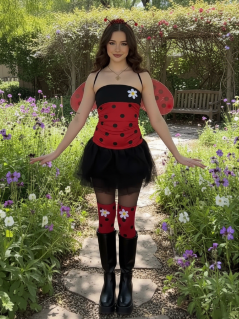 Red 1960s Miraculous Ladybug Cosplay Costume Set