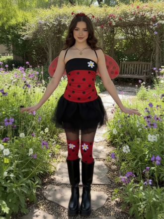 Red 1960s Miraculous Ladybug Cosplay Costume Set