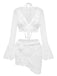 The 3-piece lace swimwear set shown in crisp white, perfect for a boho beach look.