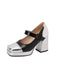 Patent Leather Block Heel Square Toe High Heels