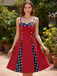 Red 1950s Stars Patchwork Strap Dress