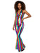 [Pre-Sale] 1970s Rainbow Colorblock Disco Halter Jumpsuit