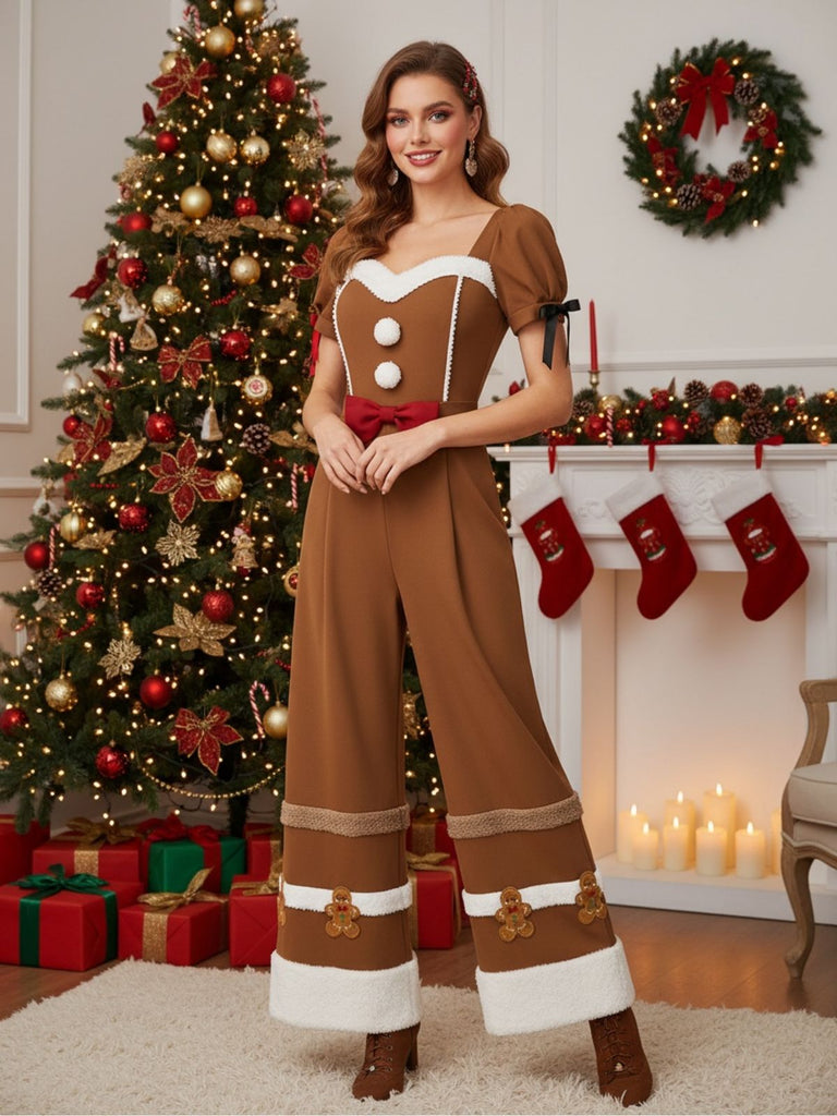 Turmeric 1950s Gingerbread Raw Hem jumpsuit