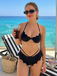 Black 1980s Solid Gothic Bat Wings Bikini Set