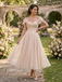 Beige 1930s Sweetheart Neck Cap Sleeve Mesh Fishbone Dress