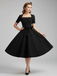 1950s Square Neck Short Sleeves Dress