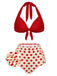 Red 1950s Polka Dots Halter Bikini Set