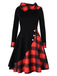 Black 1950s Plaid Hooded Button Dress