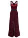 Wine Red 1930s Polka Dot Belt Jumpsuit