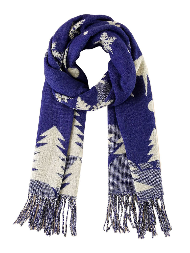 Retro Winter Snowflake Fringe Scarf