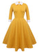 Yellow 1950s Solid Swing Dress