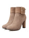 Retro Solid Thick Heel Short Boots