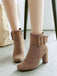 Retro Solid Thick Heel Short Boots