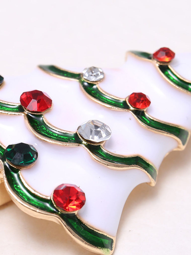 Retro Christmas Trees Rhinestone Brooch