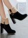 Retro Plus Velvet Chunky Heel Short Boots