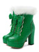 Retro Furry Bowknot Chunky Heel Snow Boots