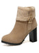 Retro Plus Velvet Chunky Heel Short Boots