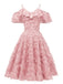 1950s Ruffle Tassel Feather Solid Dress