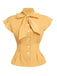 Yellow 1950s Bow Solid Blouse Top