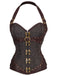 Steampunk Halter Leather Gothic Button Corset