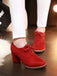 Retro Solid Lace-up Thick Heel Shoes