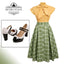 2PCS 1950s Bow Plaid Blouse & Skirt