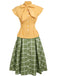 2PCS 1950s Bow Plaid Blouse & Skirt