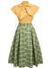 2PCS 1950s Bow Plaid Blouse & Skirt