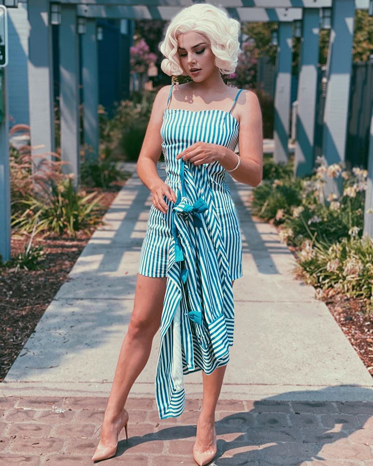 Turquoise 1950s Stripes Romper & Skirt