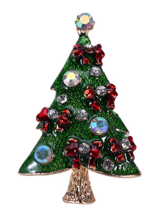 Retro Christmas Trees Rhinestone Brooch