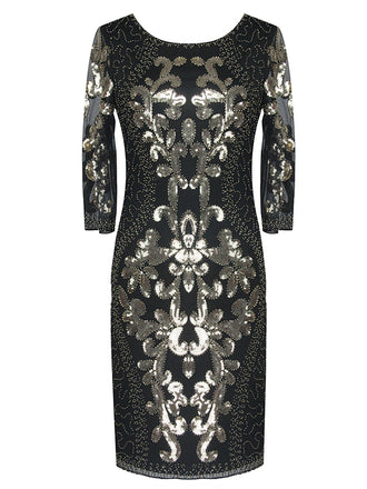 1920s 3/4 Sleeve Mesh Sequin Gatsby Dress: timeless style reimagined