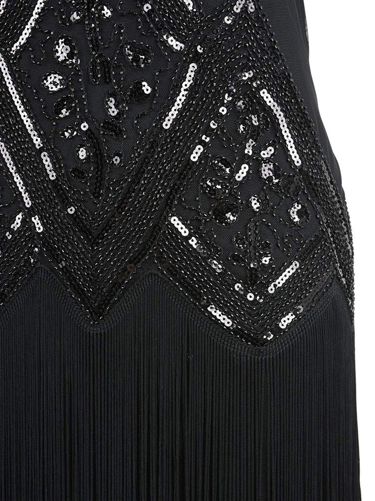 1920s Beaded Fringed Flapper Dress, classic 1920s style elegant retro fashion - Image 9