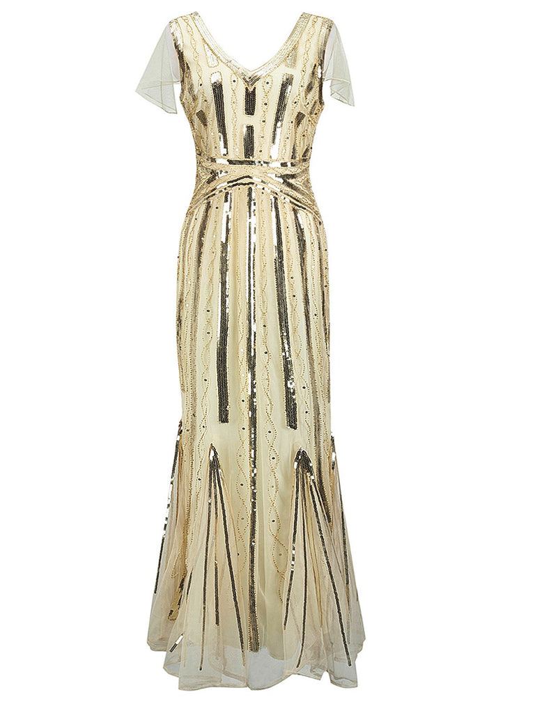 1920s Cap Sleeve Sequined Embellished Dress — vintage elegance for the modern woman