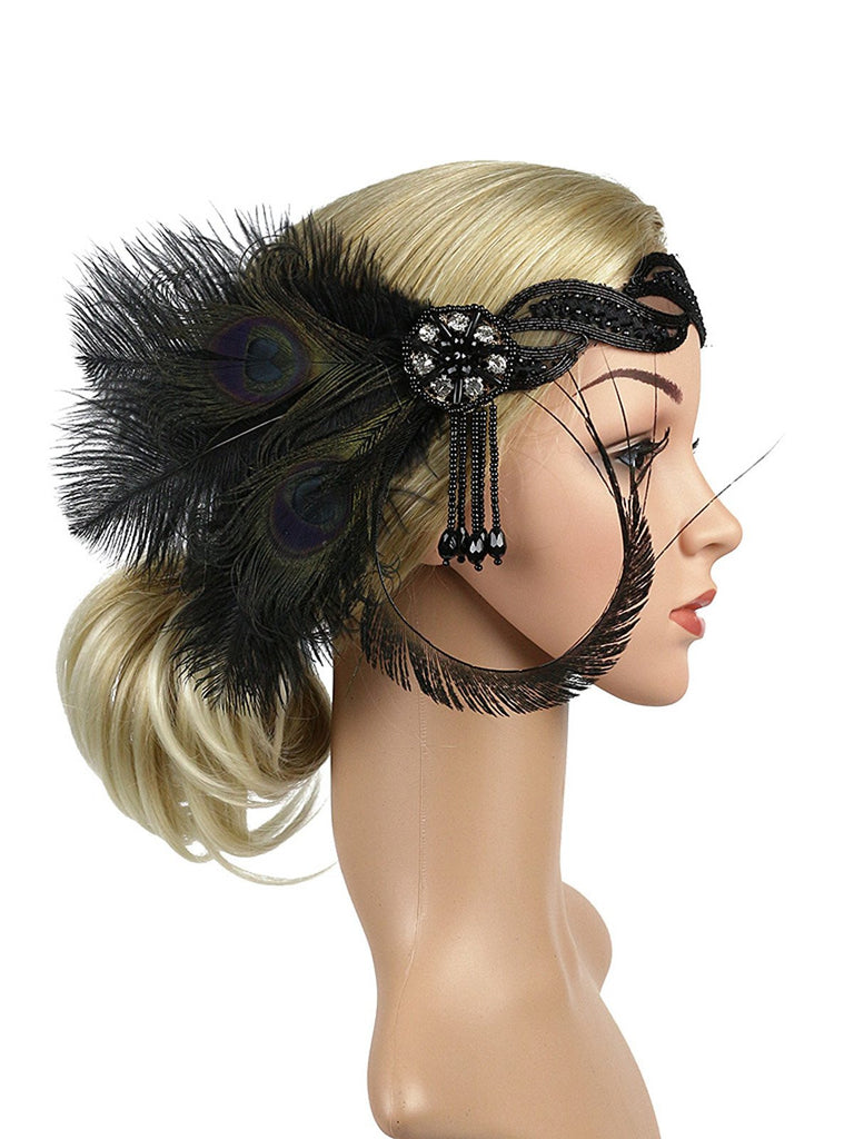 1920s Feather Sequin Headband: timeless style reimagined