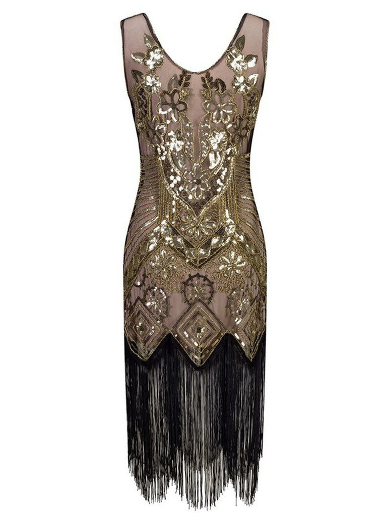 1920s Floral Beaded Flapper Dress, classic 1920s style elegant retro fashion - Image 7
