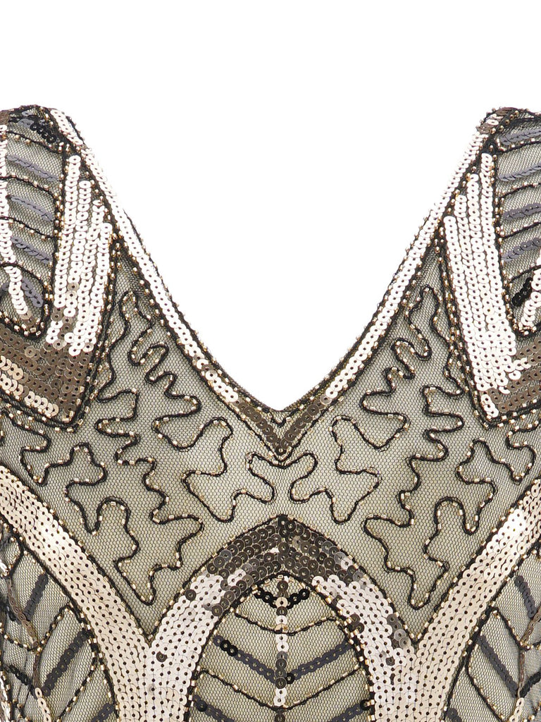 1920s Leaves Sequined Tassel Dress — vintage elegance for the modern woman