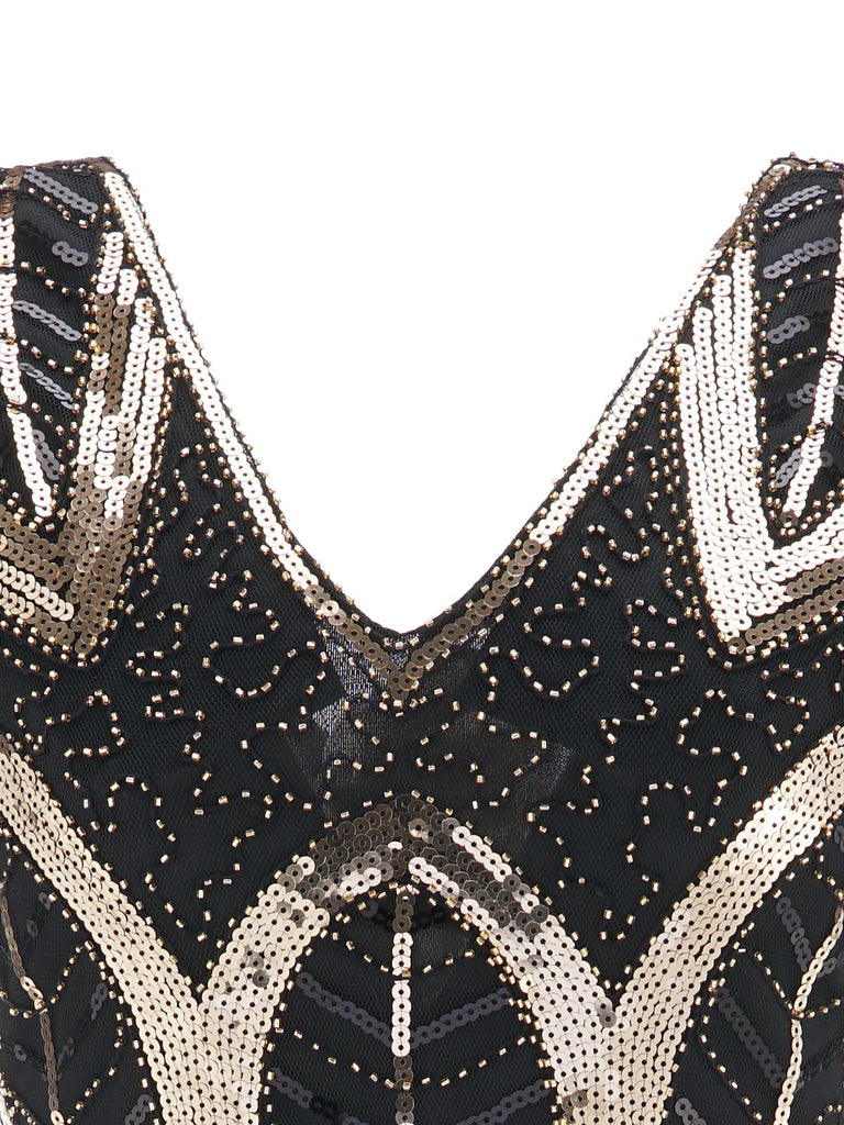 1920s Leaves Sequined Tassel Dress, classic 1920s style elegant retro fashion - Image 10
