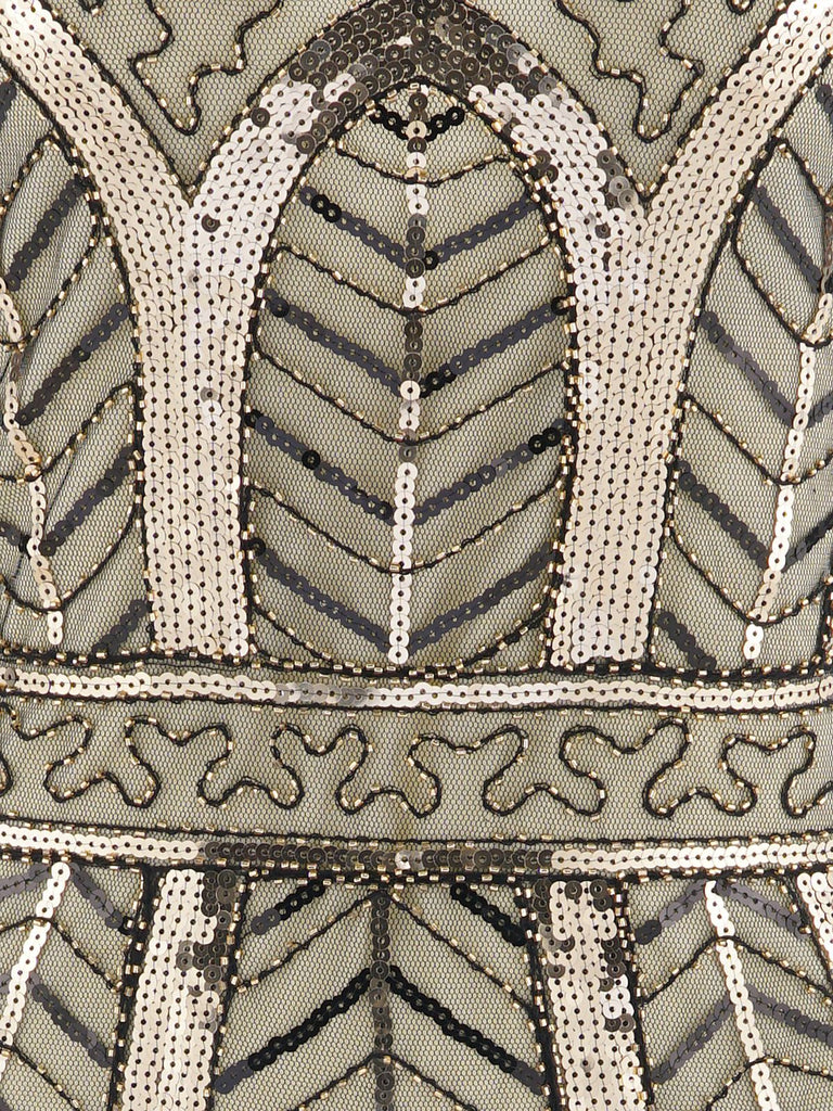 1920s Leaves Sequined Tassel Dress, classic 1920s style elegant retro fashion - Image 4
